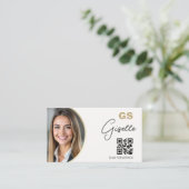 Makelaar Neutraal Beige QR-code Foto  Visitekaartje (Staand voorkant)