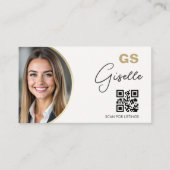 Makelaar Neutraal Beige QR-code Foto  Visitekaartje (Voorkant)
