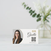 Makelaar Neutraal Gouden Foto QR-code Visitekaartje (Staand voorkant)
