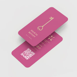 makelaar onroerend goed monogram modern roze visitekaartje