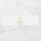 Makelaar Open Huis Gouden Sleutel Waterfles Etiket (Enkel label)