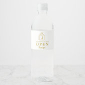 Makelaar Open Huis Gouden Sleutel Waterfles Etiket (Voorkant)