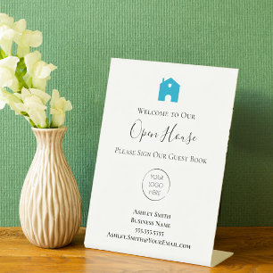 Makelaar Open Huis met Aangepaste Naam, Logo Tafel Reclamebord Met Voetstuk