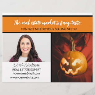 Makelaar oranje halloween angstaanjagend flyer