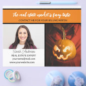 Makelaar oranje halloween angstaanjagend flyer (Enkel)