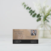 Makelaar Pasfoto Beige Goud Textuur QR-code  Visitekaartje (Staand voorkant)