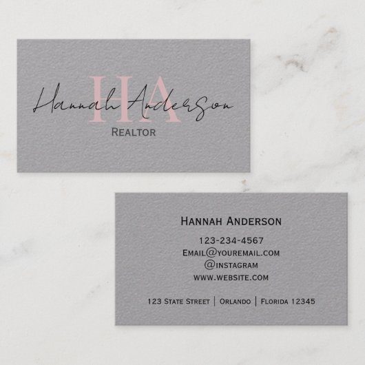 Makelaar Professioneel Eenvoudig Script Visitekaartje (Voorkant / Achterkant)