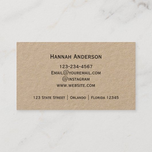 Makelaar Professioneel Eenvoudig Script Visitekaartje (Achterkant)