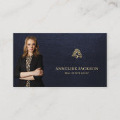 Makelaar QR-code foto luxe navy goud Visitekaartje (Voorkant)