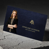 Makelaar QR-code foto luxe navy goud Visitekaartje