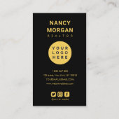 Makelaar Qr Code Logo Foto Zwart En Goud Visitekaartje (Achterkant)