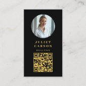 Makelaar Qr Code Logo Foto Zwart En Goud Visitekaartje (Voorkant)