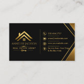 Makelaar QR-code Luxe Navy Goud Visitekaartje (Voorkant)