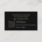 Makelaar QR Code Luxe Zwart Goud Contactkaartje (Achterkant)