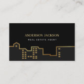 Makelaar QR Code Luxe Zwart Goud Contactkaartje (Voorkant)