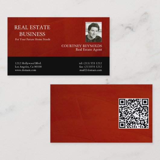 Makelaar QR-code Marsala Pleister Bedrijfskaart Visitekaartje (Voorkant / Achterkant)