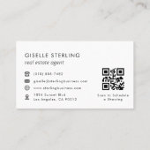 Makelaar QR-code Minimalistische Luxe Zwart Visitekaartje (Achterkant)