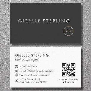 Makelaar QR-code Minimalistische Luxe Zwart Visitekaartje