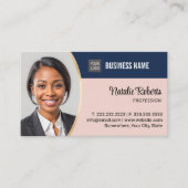 Makelaar Realtor Blauw & Roze Aangepaste Foto Visitekaartje (Voorkant)