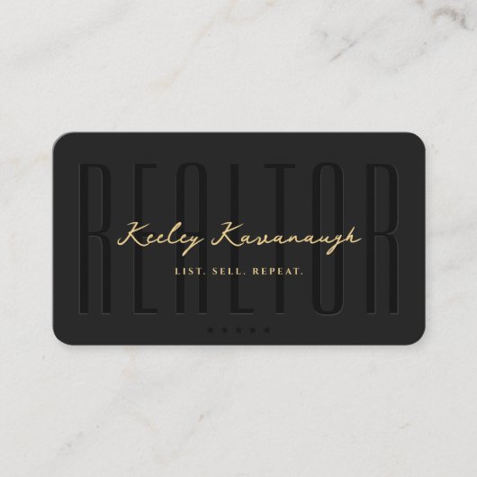 Makelaar Realtor Foto Modern Zwart Visitekaartje (Voorkant)