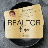 Makelaar Realtor Foto QR Code Faux Metal Visitekaartje