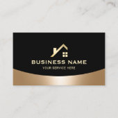 Makelaar Realtor Gold House Logo Zwart Visitekaartje (Voorkant)