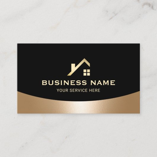 Makelaar Realtor Gold House Logo Zwart Visitekaartje (Voorkant)