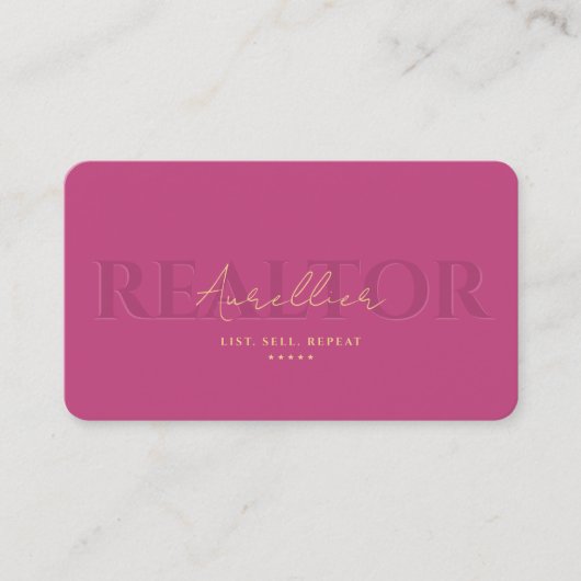 Makelaar Realtor Monogram Roze Modern Visitekaartje (Voorkant)