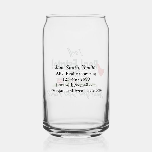 Makelaar, Realtor Super Hero gepersonaliseerd Blikvorm Glas (Achterkant)