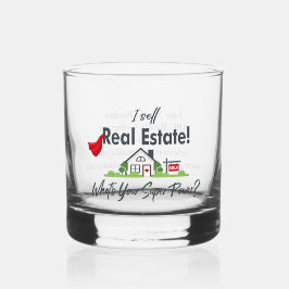 Makelaar, Realtor Super Hero gepersonaliseerd Whisky Glas