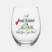 Makelaar, Realtor Super Hero gepersonaliseerd Wijnglas Zonder Voet (Voorkant)