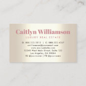 Makelaar Roze Folie Huis Goud Modern Visitekaartje (Achterkant)