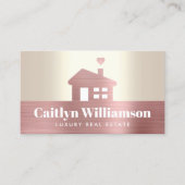 Makelaar Roze Folie Huis Goud Modern Visitekaartje (Voorkant)