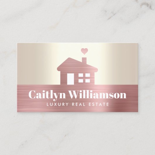 Makelaar Roze Folie Huis Goud Modern Visitekaartje (Voorkant)