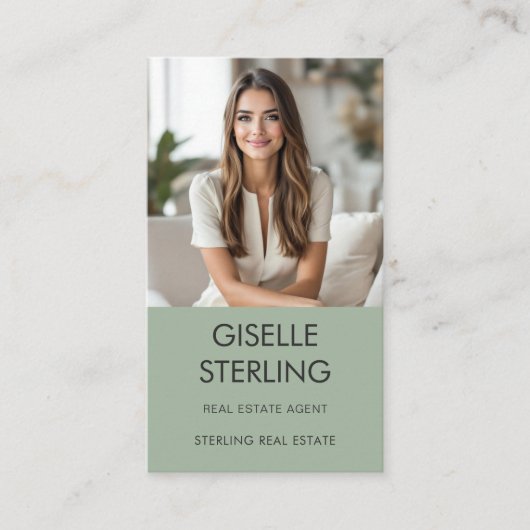 Makelaar Sage Green Professionele Foto Visitekaartje (Voorkant)