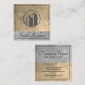 Makelaar | Sepia Grijze Kleurblokken | Lux Vierkante Visitekaartje (Voorkant / Achterkant)