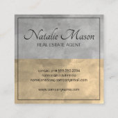 Makelaar | Sepia Grijze Kleurblokken | Lux Vierkante Visitekaartje (Achterkant)