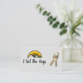 Makelaar / sleutels / dak en stadsgezicht visitekaartje (Staand voorkant)