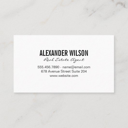 Makelaar / sleutels / dak en stadsgezicht visitekaartje (Achterkant)