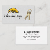 Makelaar / sleutels / dak en stadsgezicht visitekaartje (Voorkant / Achterkant)