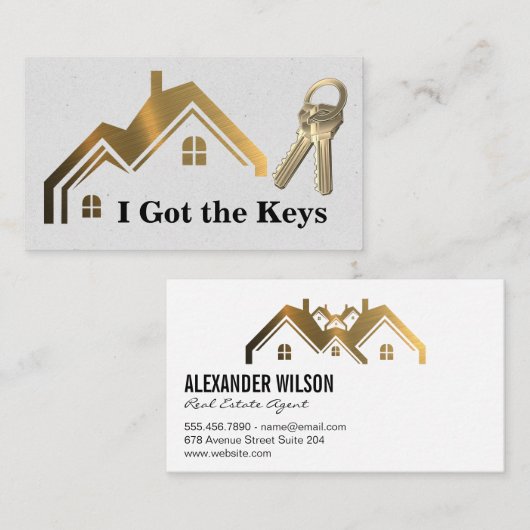 Makelaar | Sleutels | Gold Home Visitekaartje (Voorkant / Achterkant)