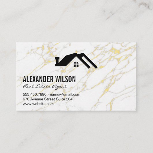 Makelaar | Sleutels | Hout en Marmer Visitekaartje (Achterkant)