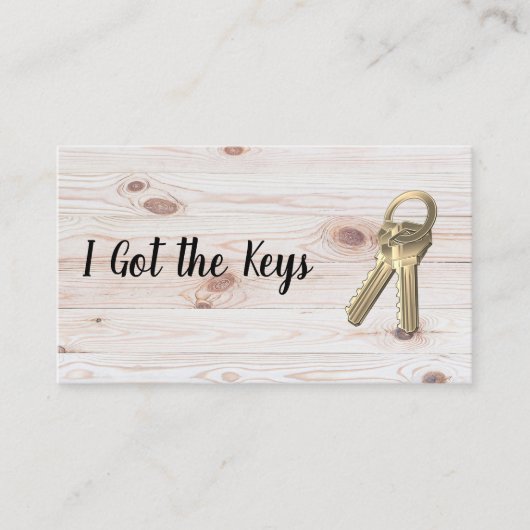 Makelaar | Sleutels | Hout en Marmer Visitekaartje (Voorkant)