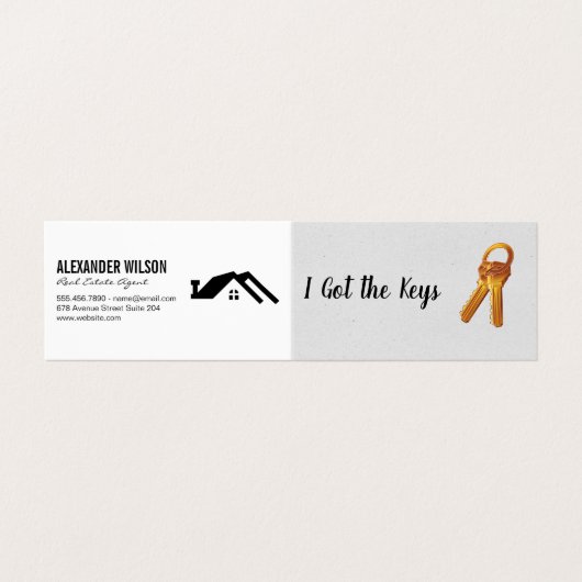 Makelaar / sleutels visitekaartje (Buitenkant ongevouwen)