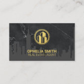 Makelaar Stadsgezicht Marmer | Gouden Gebouw Visitekaartje (Voorkant)