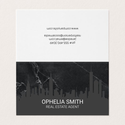 Makelaar Stadsgezicht Marmer Visitekaartje (Buitenkant ongevouwen)