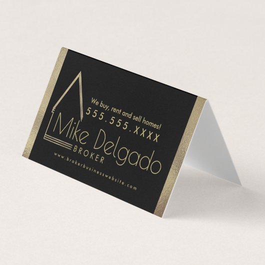 Makelaar Thuis Verkoop Broker  Goud  Visitekaartje (Voorkant)