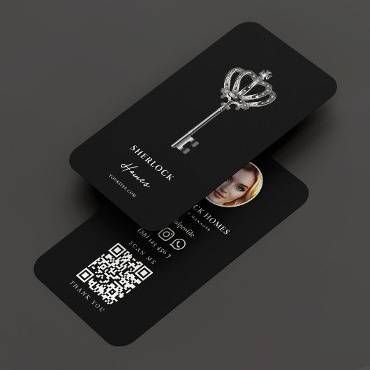 Makelaar Vastgoed Marketing Zwart Zilver Modern Visitekaartje