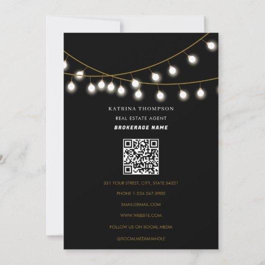 Makelaar Vastgoedmakelaar Gelukkig Nieuwjaar Zwart Feestdagenkaart (Achterkant)