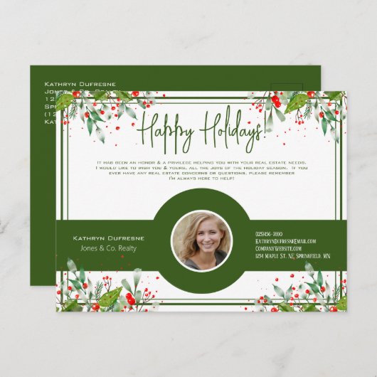 Makelaar/Verzekering Mooie Bladeren Vakantie Briefkaart (Voorkant / Achterkant)